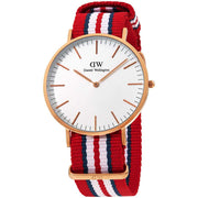 Daniel Wellington Men's Exeter 40mm White Dial Canvas Watch - 0112DW