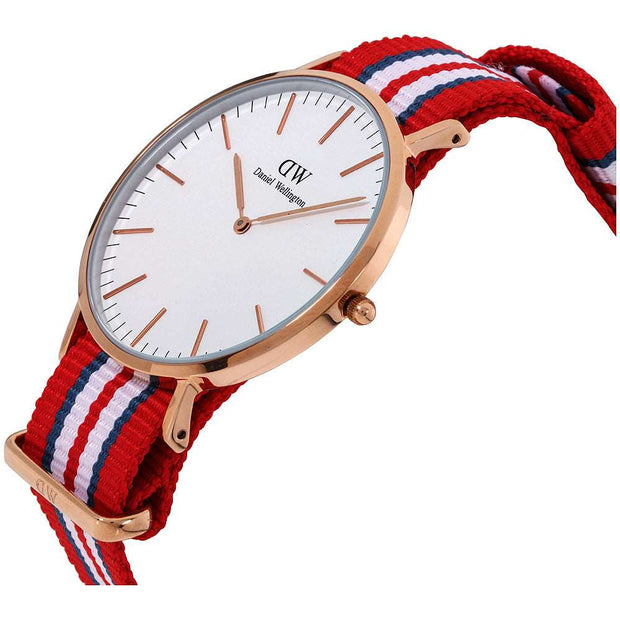 Daniel Wellington Men's Exeter 40mm White Dial Canvas Watch - 0112DW