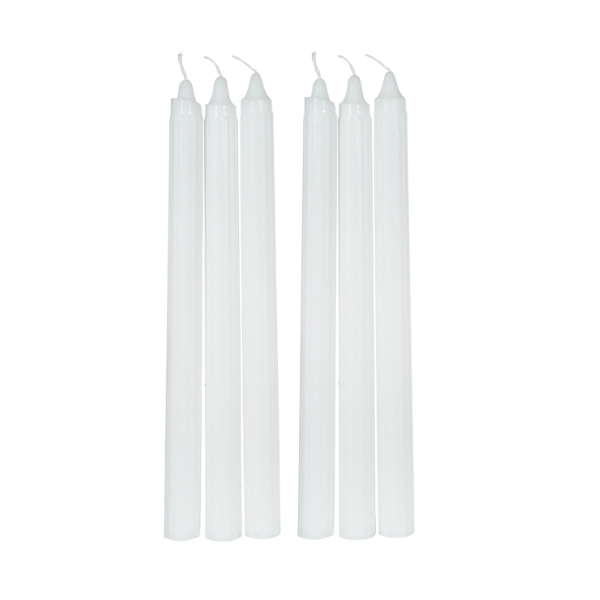 White Wax Tapered and Ridged Candles