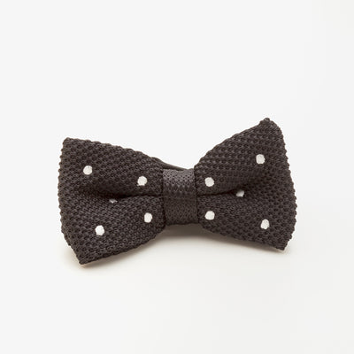 Black with White Polka Dots Knit Bow Tie