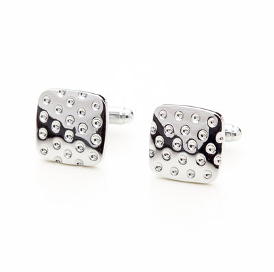 Square Silver Tone Studded Cufflinks