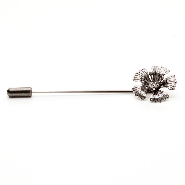 Silver Tone Wide Flower Lapel Pin