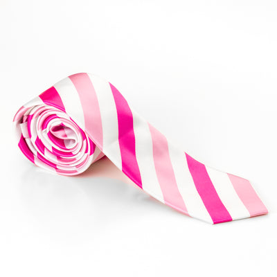 Pink & White Diagonal Stripes Tie