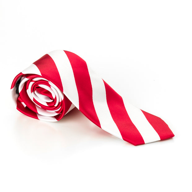Red And White Diagonal Stripes Tie