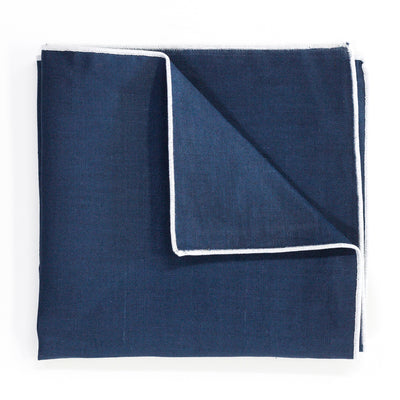 Blue with White Edge Pocket Square