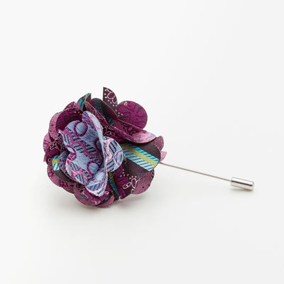 Purple Ruffled Flower Lapel Pin
