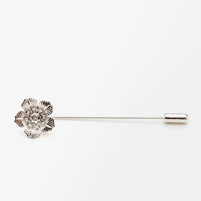 Silver Tone Small Flower Lapel Pin